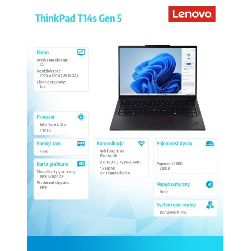 Ultrabook ThinkPad T14s G5 21LS001VPB W11Pro Ultra 5 125U/16GB/512GB/INT/14.0 WUXGA/Black/3YRS Premier Support + CO2 Offset Ultrabook ThinkPad T14s G5 21LS001VPB W11Pro Ultra 5 125U/16GB/512GB/INT/14.0 WUXGA/Black/3YRS Premier Support + CO2 Offset