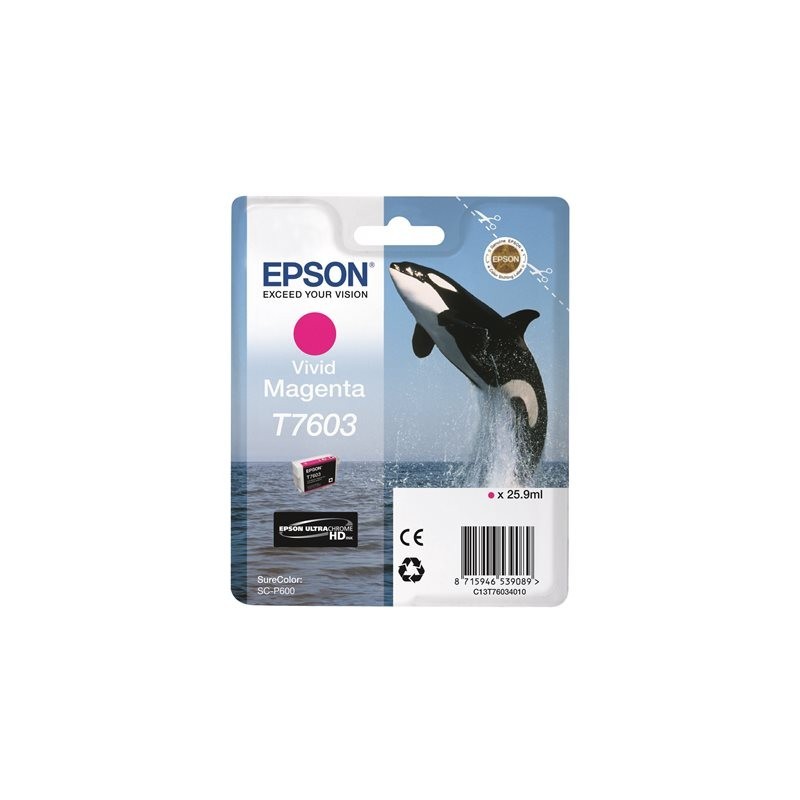 EPSON T7603 ink cartridge vivid magenta high capacity 25 9ml 1356 pages 1-pack EPSON T7603 ink cartridge vivid magenta high capacity 25 9ml 1356 pages 1-pack