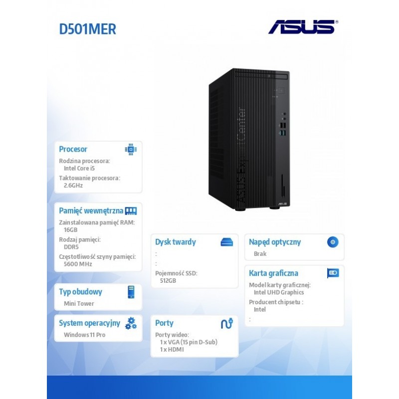 Komputer ExpertCenter D5 D501MER-514500152X - i5-14500 vPro/16GB/512GB/W11 PRO/3YRS Komputer ExpertCenter D5 D501MER-514500152X - i5-14500 vPro/16GB/512GB/W11 PRO/3YRS