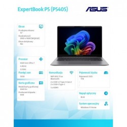 Notebook ExpertBook P5 P5405CSA-NZ0895W Ultra 7 258V/32GB/1TB/14 WQXGA/Win 11Home/3YRS Notebook ExpertBook P5 P5405CSA-NZ0895W Ultra 7 258V/32GB/1TB/14 WQXGA/Win 11Home/3YRS