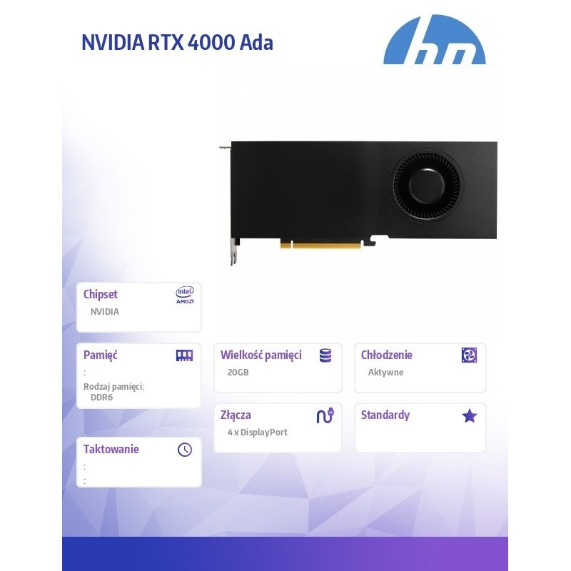 Karta graficzna NVIDIA RTX 4000 Ada 20GB 4DP 8D6B7AA 