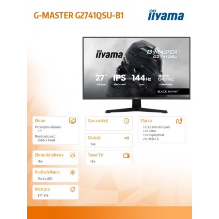 Monitor 27 cali G2741QSU-B1 IPS,QHD,144Hz,1ms,2xUSB                  Adaptive G-SYNC,HDMI,DP,350cd,  Monitor 27 cali G2741QSU-B1 IPS,QHD,144Hz,1ms,2xUSB                  Adaptive G-SYNC,HDMI,DP,350cd,