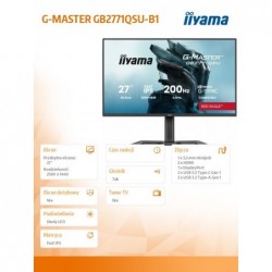 Monitor 27 cali GB2771QSU-B1 QHD,Fast IPS,200Hz,HAS (150) PIVOT,2xUSB 3.2,2xUSB C,0,5ms,2xHDMI,DP,350cd,Adaptive G-SYNC 1920x108 Monitor 27 cali GB2771QSU-B1 QHD,Fast IPS,200Hz,HAS (150) PIVOT,2xUSB 3.2,2xUSB C,0,5ms,2xHDMI,DP,350cd,Adaptive G-SYNC 1920x108