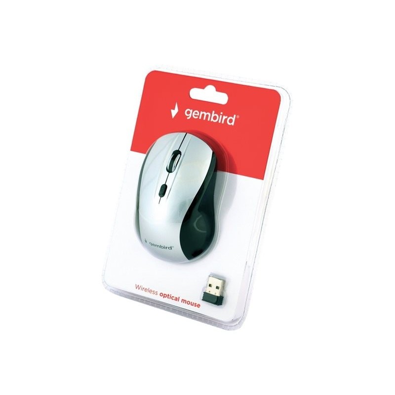 GEMBIRD MUSW-4B-02-BS Bezprzewodowa mysz optyczna MUSW-4B-02-BS 1600 DPI nano USB czarno-srebr