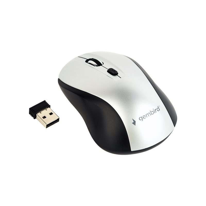 GEMBIRD MUSW-4B-02-BS Bezprzewodowa mysz optyczna MUSW-4B-02-BS 1600 DPI nano USB czarno-srebr