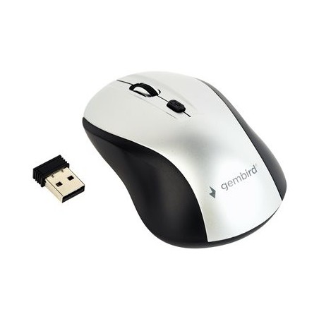 GEMBIRD MUSW-4B-02-BS Bezprzewodowa mysz optyczna MUSW-4B-02-BS 1600 DPI nano USB czarno-srebr GEMBIRD MUSW-4B-02-BS Bezprzewodowa mysz optyczna MUSW-4B-02-BS 1600 DPI nano USB czarno-srebr