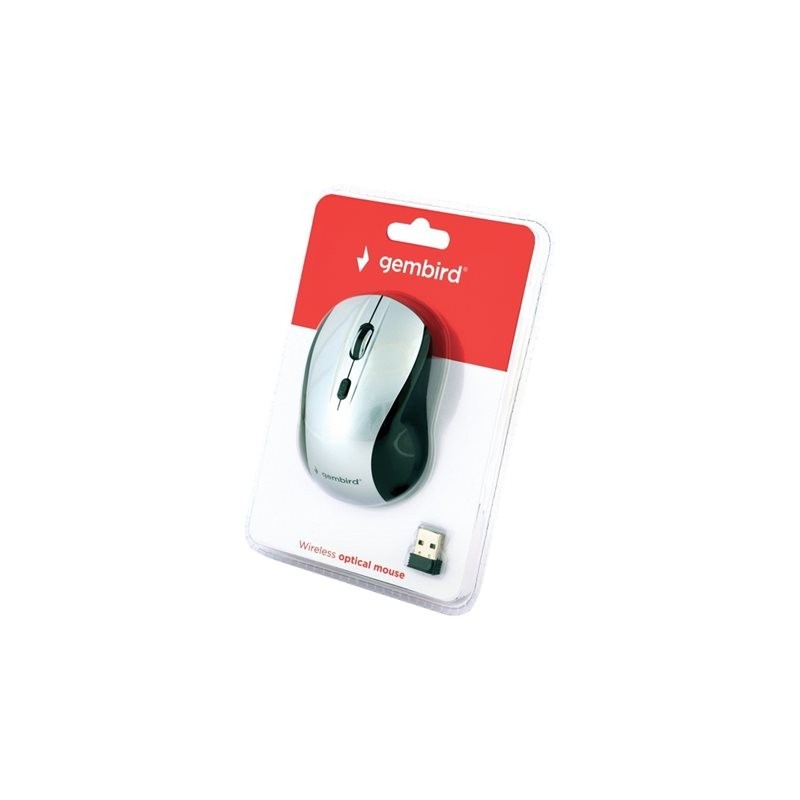 GEMBIRD MUSW-4B-02-BS Bezprzewodowa mysz optyczna MUSW-4B-02-BS 1600 DPI nano USB czarno-srebr
