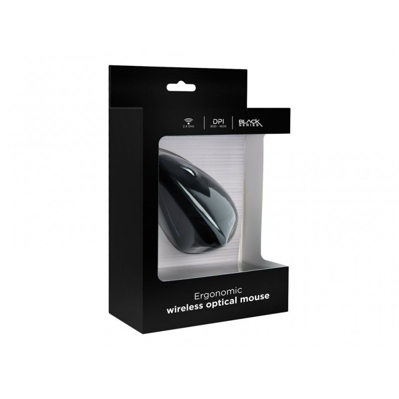 GEMBIRD MUSW-ERGO-01 Ergonomiczna bezprzewodowa mysz optyczna 1600 DPI USB czarna GEMBIRD MUSW-ERGO-01 Ergonomiczna bezprzewodowa mysz optyczna 1600 DPI USB czarna