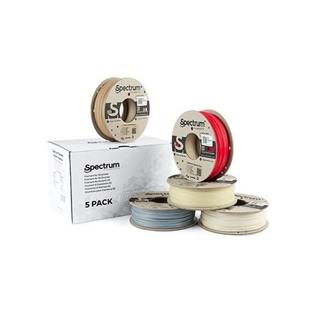 Spectrum Filament PLA specials 5x250g, mix, Stone Light, Stone Dark, Thermoactiv Red, Wood OAK, Glow Green Spectrum Filament PLA specials 5x250g, mix, Stone Light, Stone Dark, Thermoactiv Red, Wood OAK, Glow Green