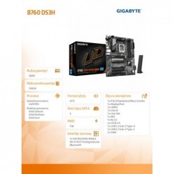 Płyta główna B760 DS3H WF6E GEN5 s17 00 4DDR5 HDMI/DP ATX 