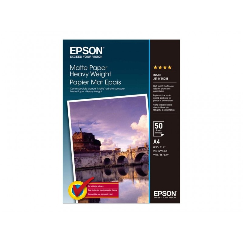 EPSON C13S041256 Papier Epson Epson matte Heavyweight 167g A4 50ark EPSON C13S041256 Papier Epson Epson matte Heavyweight 167g A4 50ark