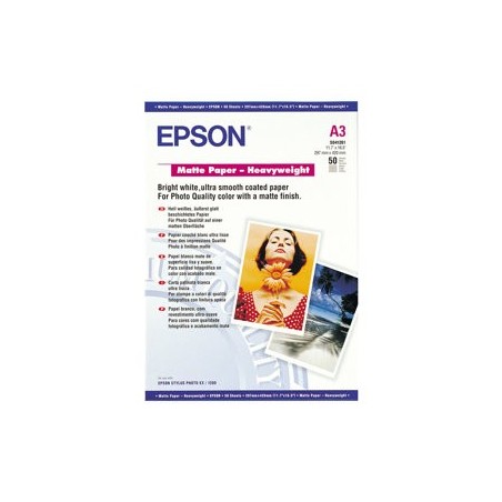 EPSON C13S041261 Papier Epson Epson matte Heavyweight 167g A3 50ark EPSON C13S041261 Papier Epson Epson matte Heavyweight 167g A3 50ark