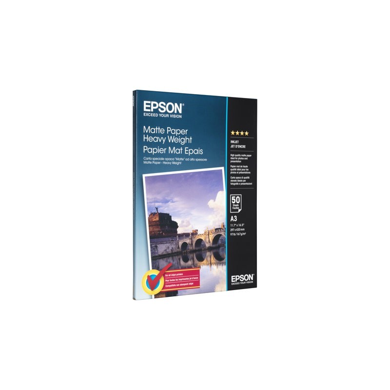EPSON C13S041261 Papier Epson Epson matte Heavyweight 167g A3 50ark EPSON C13S041261 Papier Epson Epson matte Heavyweight 167g A3 50ark