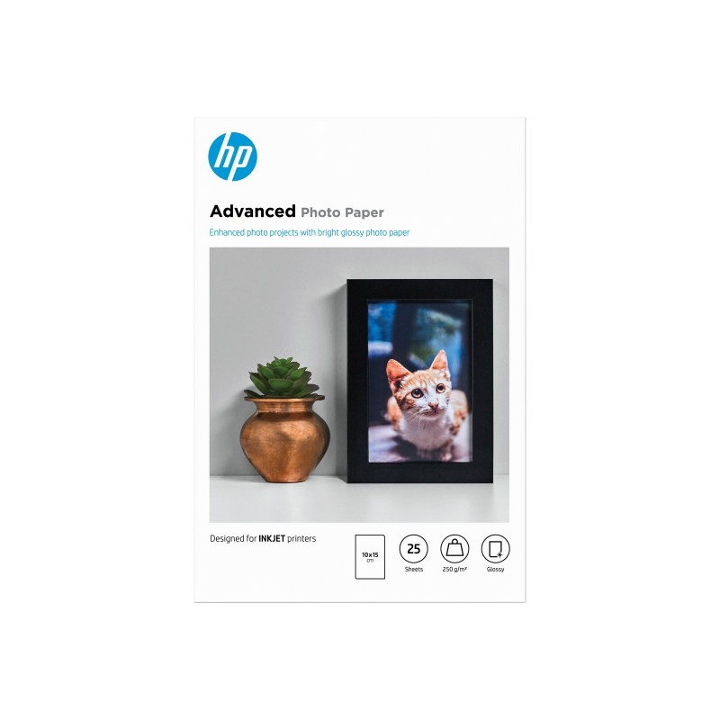 HP Q8691A Advanced glossy photo paper inkjet 250g/m2 100x150mm 25 sheets 1-pack borderless HP Q8691A Advanced glossy photo paper inkjet 250g/m2 100x150mm 25 sheets 1-pack borderless