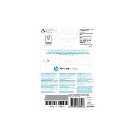 HP Q8691A Advanced glossy photo paper inkjet 250g/m2 100x150mm 25 sheets 1-pack borderless HP Q8691A Advanced glossy photo paper inkjet 250g/m2 100x150mm 25 sheets 1-pack borderless