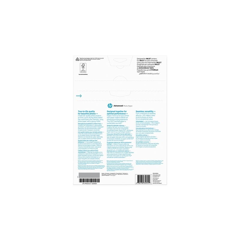 HP Q5456A Advanced glossy photo paper inkjet 250g/m2 A4 25 sheets 1-pack HP Q5456A Advanced glossy photo paper inkjet 250g/m2 A4 25 sheets 1-pack