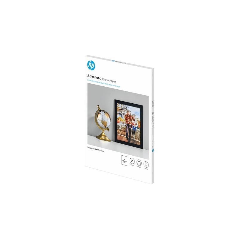 HP Q5456A Advanced glossy photo paper inkjet 250g/m2 A4 25 sheets 1-pack HP Q5456A Advanced glossy photo paper inkjet 250g/m2 A4 25 sheets 1-pack