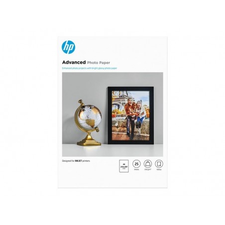 HP Q5456A Advanced glossy photo paper inkjet 250g/m2 A4 25 sheets 1-pack HP Q5456A Advanced glossy photo paper inkjet 250g/m2 A4 25 sheets 1-pack