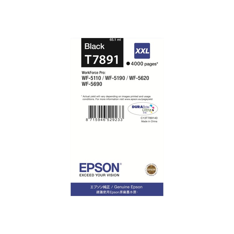EPSON C13T789140 Tusz Epson T7891 black 65 ml WF-5110DW/WF-5190DW/WF-5620DWF/WF-5690DWF EPSON C13T789140 Tusz Epson T7891 black 65 ml WF-5110DW/WF-5190DW/WF-5620DWF/WF-5690DWF