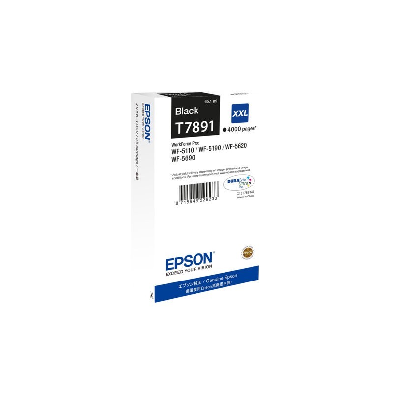 EPSON C13T789140 Tusz Epson T7891 black 65 ml WF-5110DW/WF-5190DW/WF-5620DWF/WF-5690DWF EPSON C13T789140 Tusz Epson T7891 black 65 ml WF-5110DW/WF-5190DW/WF-5620DWF/WF-5690DWF