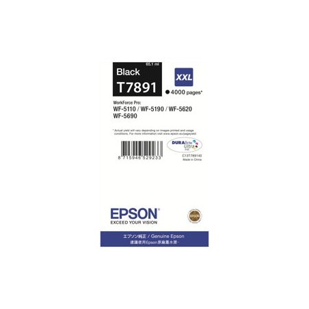 EPSON C13T789140 Tusz Epson T7891 black 65 ml WF-5110DW/WF-5190DW/WF-5620DWF/WF-5690DWF EPSON C13T789140 Tusz Epson T7891 black 65 ml WF-5110DW/WF-5190DW/WF-5620DWF/WF-5690DWF