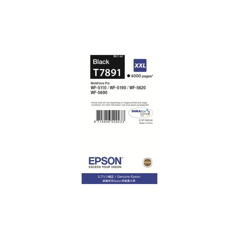 EPSON C13T789140 Tusz Epson T7891 black 65 ml WF-5110DW/WF-5190DW/WF-5620DWF/WF-5690DWF EPSON C13T789140 Tusz Epson T7891 black 65 ml WF-5110DW/WF-5190DW/WF-5620DWF/WF-5690DWF