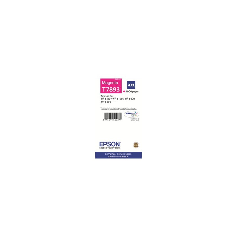 EPSON C13T789340 Tusz Epson magenta T7893 34 ml WF-5110DW/WF-5190DW/WF-5620DWF/WF-5690DWF EPSON C13T789340 Tusz Epson magenta T7893 34 ml WF-5110DW/WF-5190DW/WF-5620DWF/WF-5690DWF