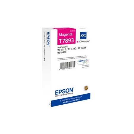 EPSON C13T789340 Tusz Epson magenta T7893 34 ml WF-5110DW/WF-5190DW/WF-5620DWF/WF-5690DWF EPSON C13T789340 Tusz Epson magenta T7893 34 ml WF-5110DW/WF-5190DW/WF-5620DWF/WF-5690DWF