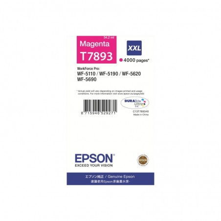 EPSON C13T789340 Tusz Epson magenta T7893 34 ml WF-5110DW/WF-5190DW/WF-5620DWF/WF-5690DWF EPSON C13T789340 Tusz Epson magenta T7893 34 ml WF-5110DW/WF-5190DW/WF-5620DWF/WF-5690DWF