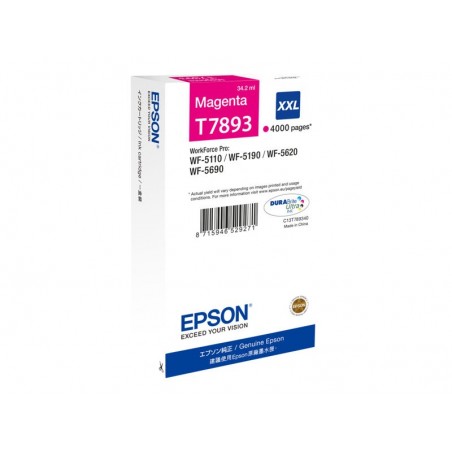 EPSON C13T789340 Tusz Epson magenta T7893 34 ml WF-5110DW/WF-5190DW/WF-5620DWF/WF-5690DWF EPSON C13T789340 Tusz Epson magenta T7893 34 ml WF-5110DW/WF-5190DW/WF-5620DWF/WF-5690DWF