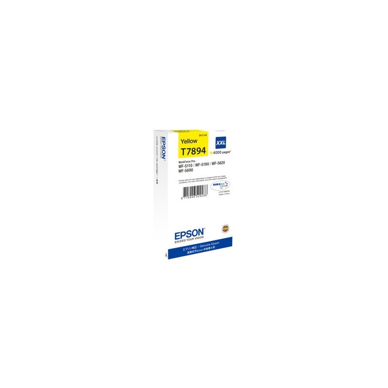 EPSON C13T789440 Tusz Epson yellow T7894 34 ml WF-5110DW/WF-5190DW/WF-5620DWF/WF-5690DWF EPSON C13T789440 Tusz Epson yellow T7894 34 ml WF-5110DW/WF-5190DW/WF-5620DWF/WF-5690DWF