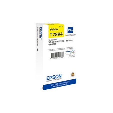 EPSON C13T789440 Tusz Epson yellow T7894 34 ml WF-5110DW/WF-5190DW/WF-5620DWF/WF-5690DWF EPSON C13T789440 Tusz Epson yellow T7894 34 ml WF-5110DW/WF-5190DW/WF-5620DWF/WF-5690DWF