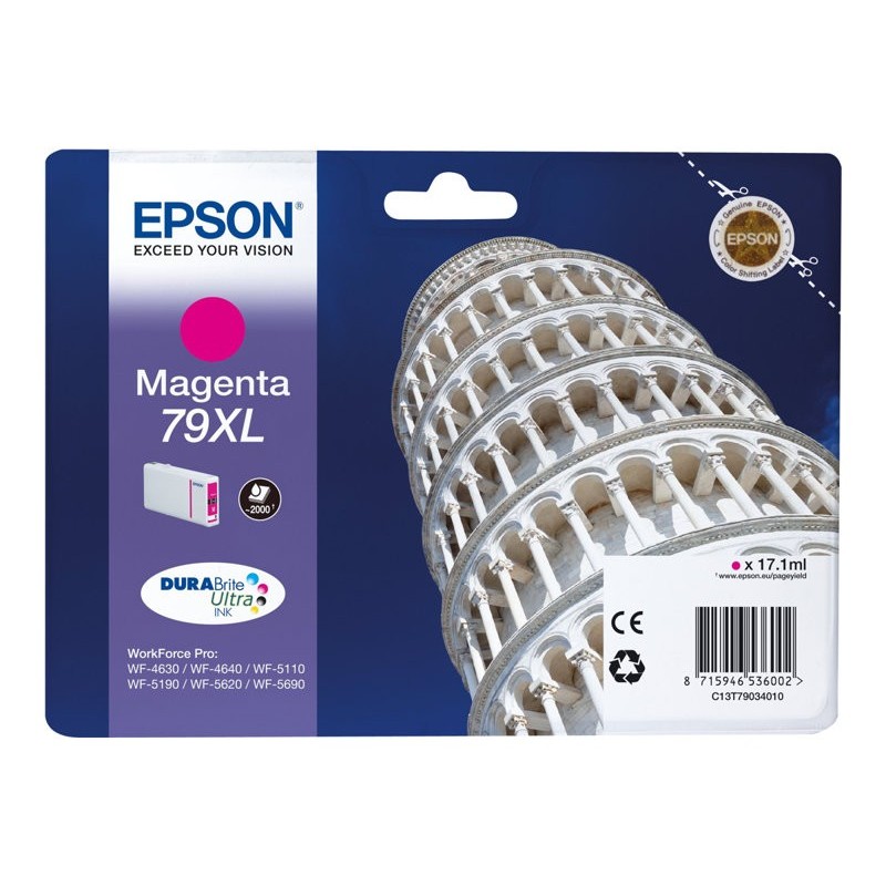 EPSON C13T79034010 Tusz Epson magenta T7903 17 ml WF-5110DW/WF-5190DW/WF-5620DWF/WF-5690DWF EPSON C13T79034010 Tusz Epson magenta T7903 17 ml WF-5110DW/WF-5190DW/WF-5620DWF/WF-5690DWF