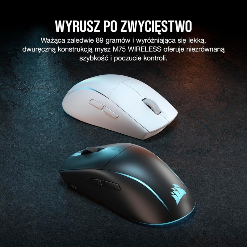 Myszka bezprzewodowa M75 biała RGB Myszka bezprzewodowa M75 biała RGB