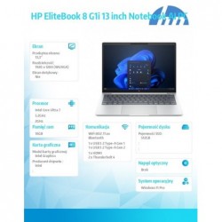 Notebook EliteBook 8 G1i U7-255U 512GB/16GB/W11P/13.3 C51LBET Notebook EliteBook 8 G1i U7-255U 512GB/16GB/W11P/13.3 C51LBET