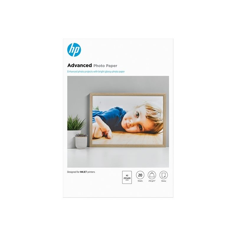 HP Advanced glossy photo paper white inkjet 250g/m2 A3 20 sheets 1-pack HP Advanced glossy photo paper white inkjet 250g/m2 A3 20 sheets 1-pack