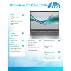 Notebook EliteBook 630 G11 U5-125U 512GB/16GB/W11P/13.3 A37VMET Notebook EliteBook 630 G11 U5-125U 512GB/16GB/W11P/13.3 A37VMET