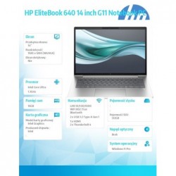 Notebook EliteBook 640 G11 U5-125U 512GB/16GB/W11Pro/14.0 A37VRET Notebook EliteBook 640 G11 U5-125U 512GB/16GB/W11Pro/14.0 A37VRET