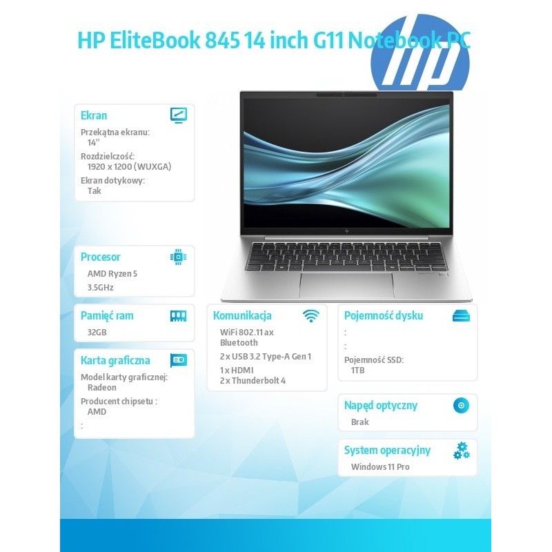 Notebook EliteBook  845 G11 Ryzen 5 PRO 8640HS 1TB/32GB/W11P/14.0   9G0Y4ET 
