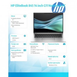 Notebook EliteBook 845 G11 Ryzen 7 PRO 8840U 512GB/16GB/W11P/14.0 9G0Y6ET Notebook EliteBook 845 G11 Ryzen 7 PRO 8840U 512GB/16GB/W11P/14.0 9G0Y6ET