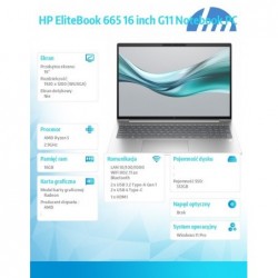 Notebook EliteBook 665 G11 Ryzen 5 PRO 6C 512GB/16Gb/W11Pro/16.0 A38DCET Notebook EliteBook 665 G11 Ryzen 5 PRO 6C 512GB/16Gb/W11Pro/16.0 A38DCET