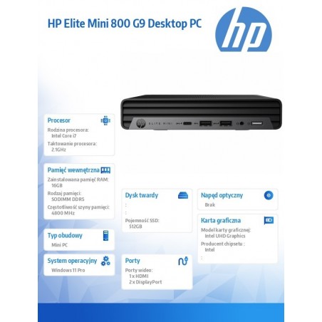 Komputer Elite Mini 800 G9 i7-13700/512GB/16GB/W11P 5M9T3EA Komputer Elite Mini 800 G9 i7-13700/512GB/16GB/W11P 5M9T3EA
