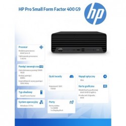 Komputer stacjonarny Pro Small Form Factor 400 G9 i3-13100 512GB/16GB/DVD/W11P 99N73ET Komputer stacjonarny Pro Small Form Factor 400 G9 i3-13100 512GB/16GB/DVD/W11P 99N73ET