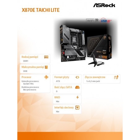 Płyta główna X870E TAICHI LITE AM5 4DDR5 M.2 EATX Płyta główna X870E TAICHI LITE AM5 4DDR5 M.2 EATX
