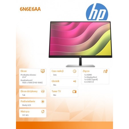 Monitor dotykowy FHD E24t G5 6N6E6AA Monitor dotykowy FHD E24t G5 6N6E6AA
