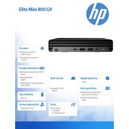 Desktop Elite Mini 800 G9 i5-13600 512GB/16GB/W11P 5M9T5EA Desktop Elite Mini 800 G9 i5-13600 512GB/16GB/W11P 5M9T5EA