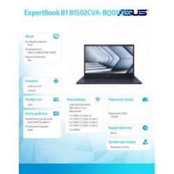 Notebook Expertbook B1502CVA-BQ0109X i3 1315U 8GB/512GB/15.6 cali Win11Pro Notebook Expertbook B1502CVA-BQ0109X i3 1315U 8GB/512GB/15.6 cali Win11Pro