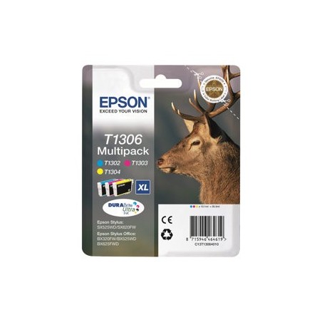 EPSON T1306 ink cartridge tri-colour extra high capacity 3 x 10.1ml 3-pack RF-AM blister DURABrite Ultra Ink EPSON T1306 ink cartridge tri-colour extra high capacity 3 x 10.1ml 3-pack RF-AM blister DURABrite Ultra Ink