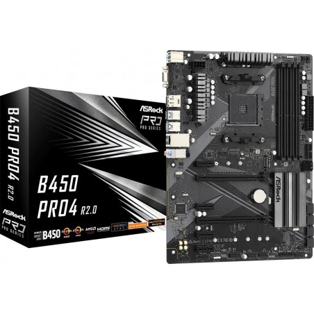 Płyta główna B450 PRO4 R2.0 AM4 4DDR4 DP/HDMI M.2 USB3.2 ATX Płyta główna B450 PRO4 R2.0 AM4 4DDR4 DP/HDMI M.2 USB3.2 ATX