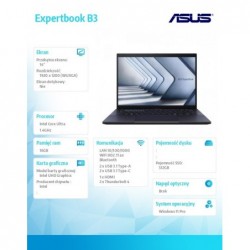 Notebook ExpertBook B3 B3404CMA-Q50360X - ultra 7 155H/16GB/512GB/14" WUXGA/Win 11 PRO/3YRS 